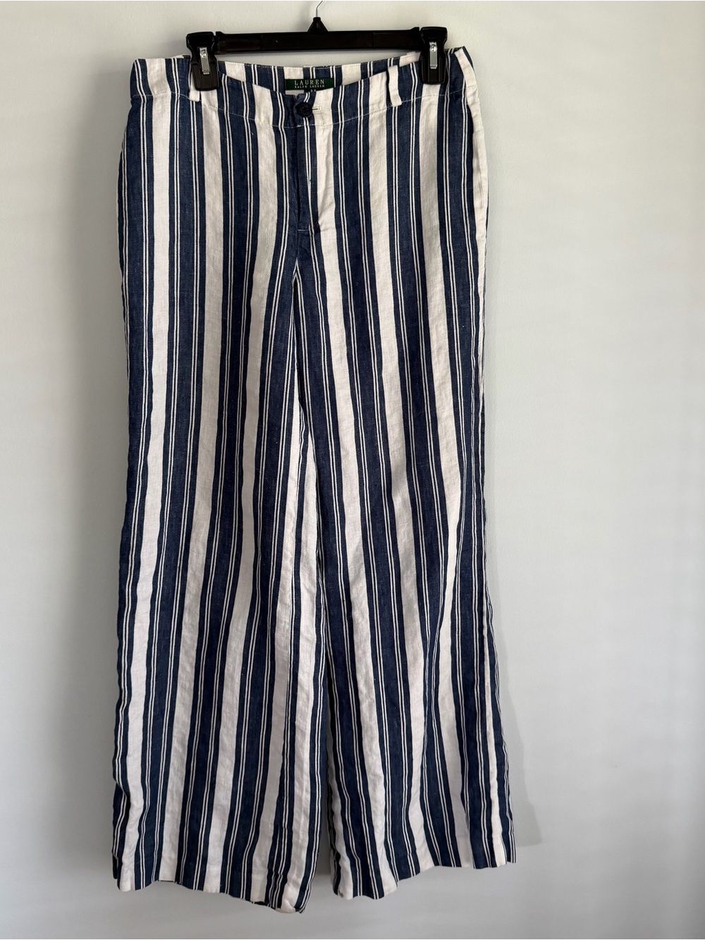 Lauren Ralph Lauren Womens 8 Striped 100% Linen Wide Leg Pants